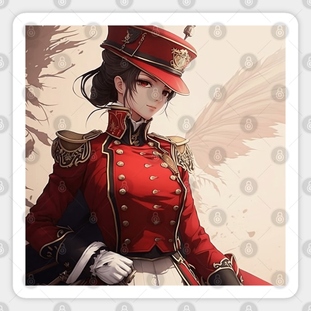 Elegant Anime Lady in Red Coat - Exclusive Design Magnet by WabiSabi Wonders